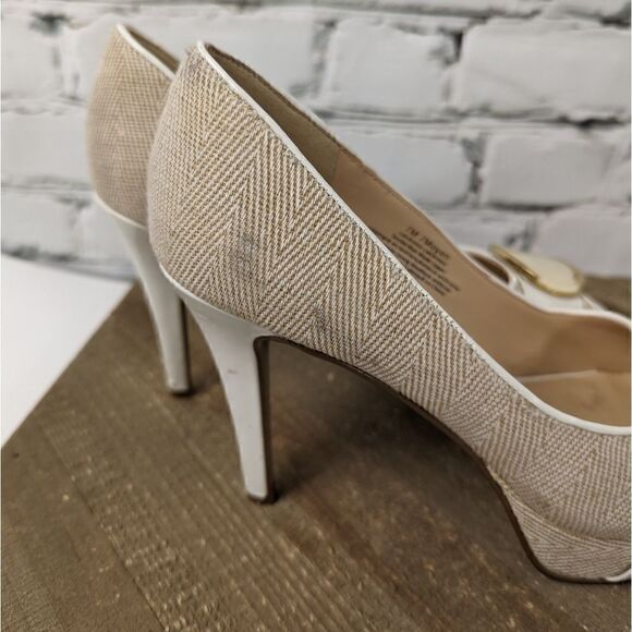 Nine west peep toe platform stiletto heels size 7M tweed leather - Picture 7 of 10